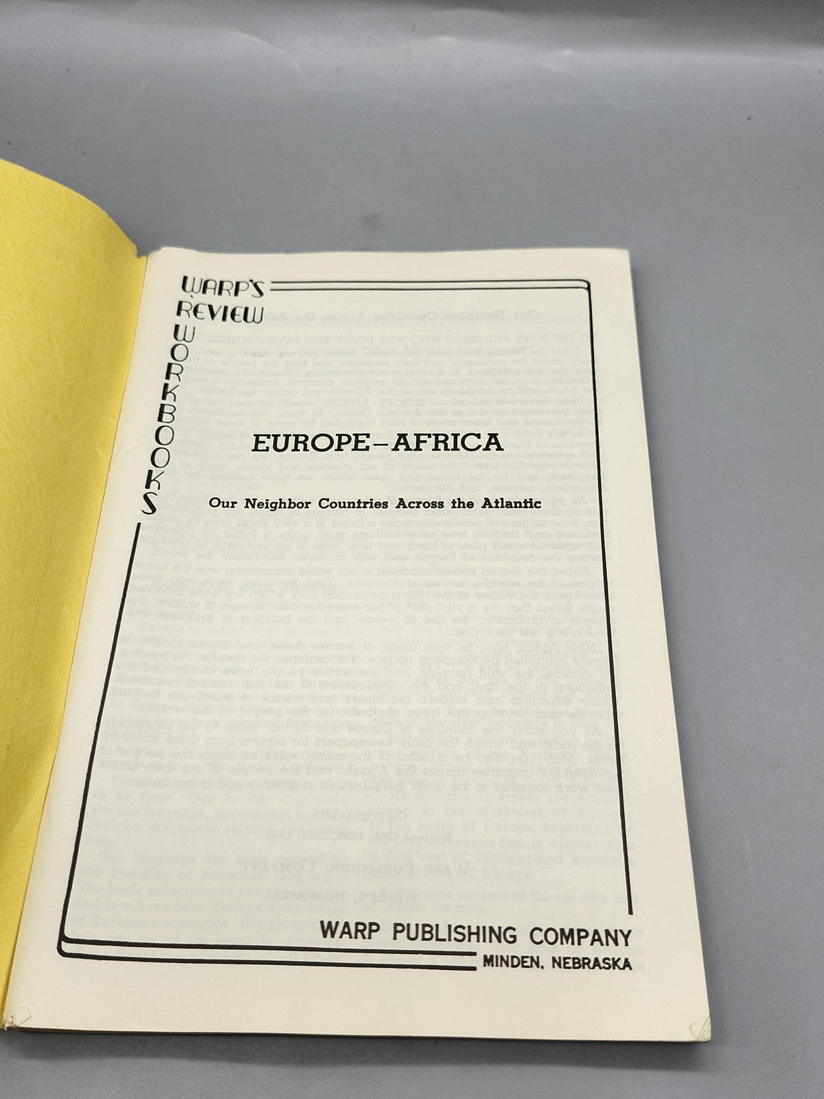 Vintage Europe-Africa Workbook Arco Yellow PB School Geography Warp USA 1959