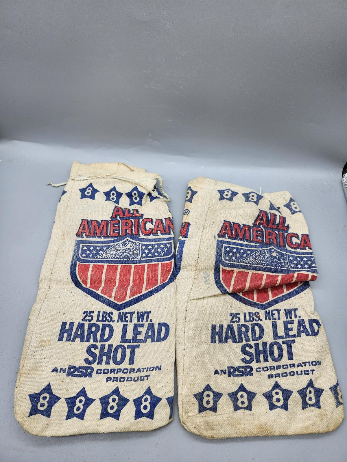 Vintage All American Lead Shot Bags Lot 2 25 Lbs Size 8 Beige Decor RSR