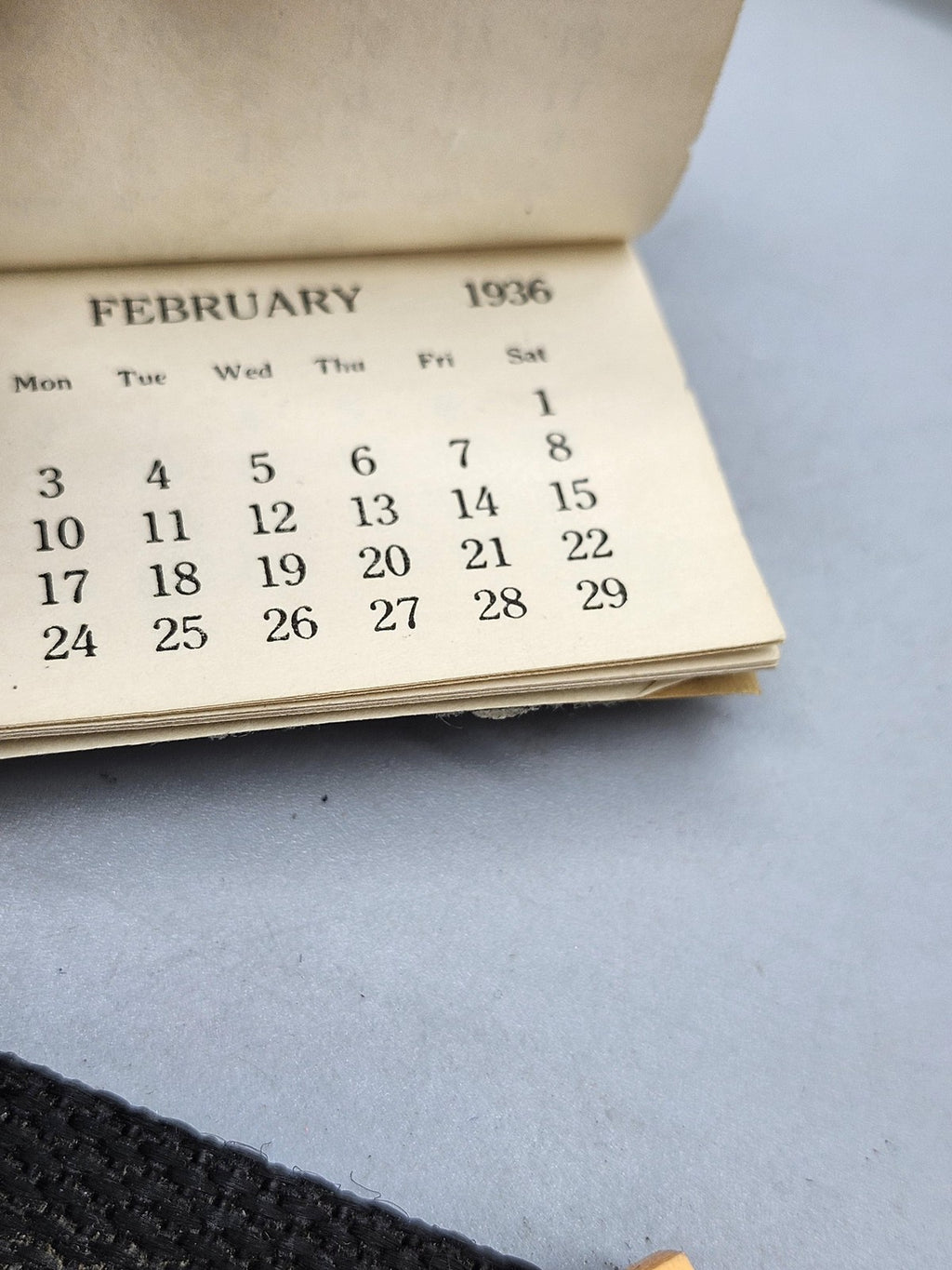 Vintage 1936 Mini Calendar Child In Red Snowsuit Winter Snow Scene Ephemera