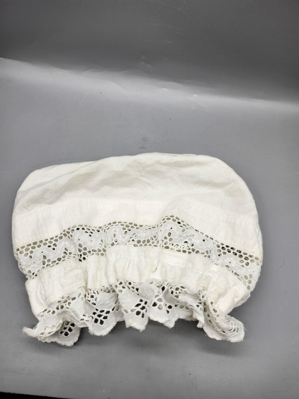Lace Bonnet Hat Girls One Size White Eyelet Ruffle Stretch Summer Casual Baby