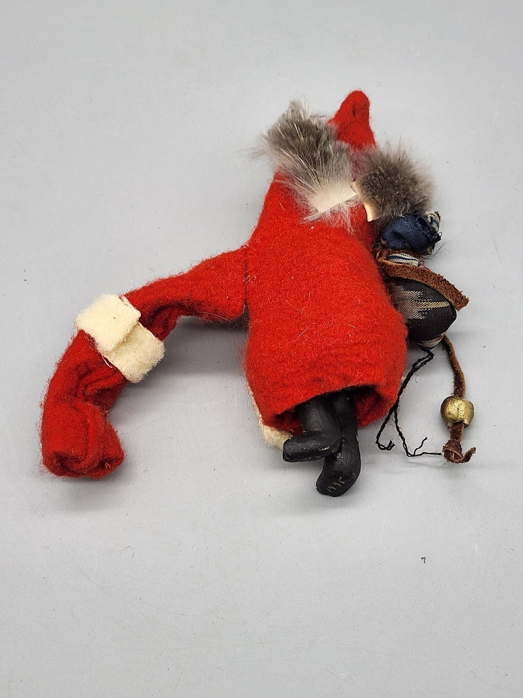 Vintage Santa Claus Fabric Figurine Small Red Coat Fur Trim 1978 Christmas Retro