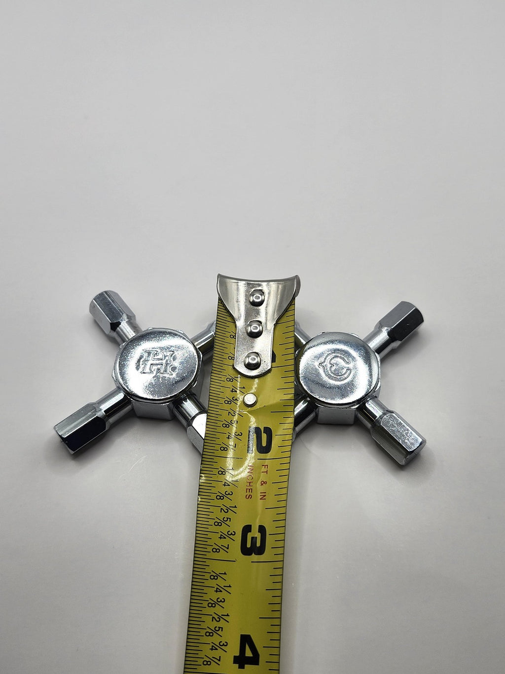 4 Way Utility Service Key Lot Of 2 Chrome Multi Tool Water Gas Electric Cabinet