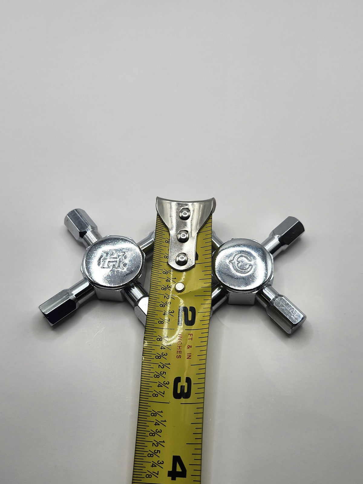 4 Way Utility Service Key Lot Of 2 Chrome Multi Tool Water Gas Electric Cabinet