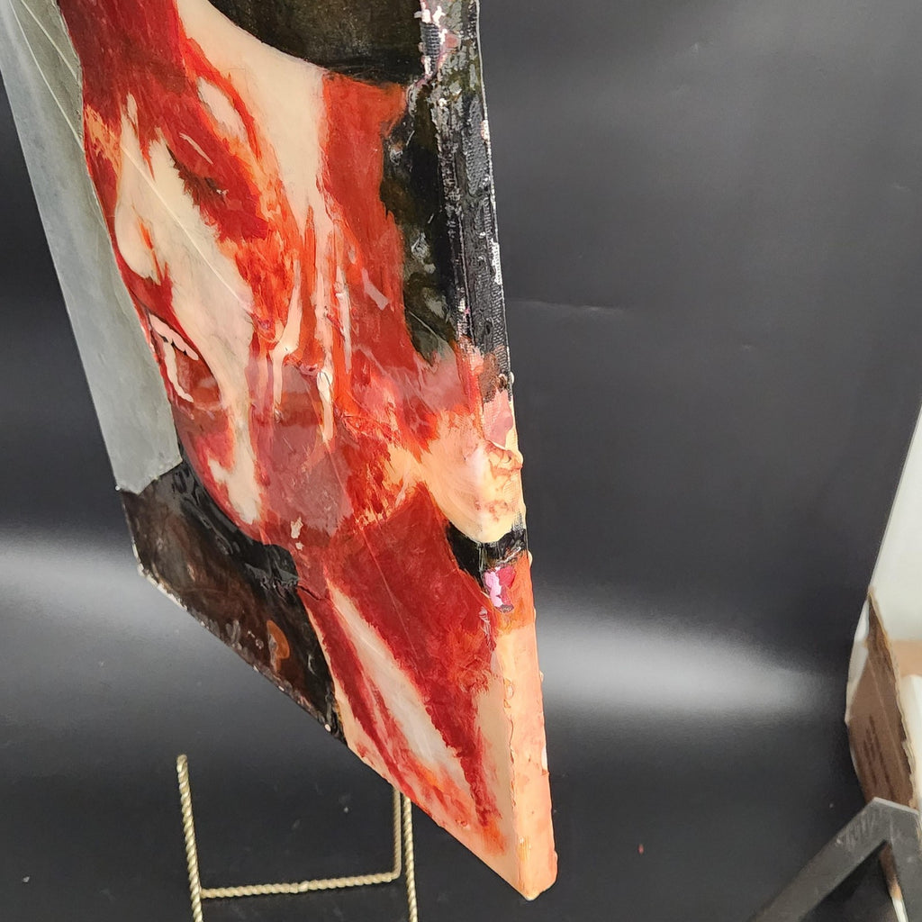 Clay Face Portrait Original Mixed Media Canvas Painting Medium Sam 2021 OOAK