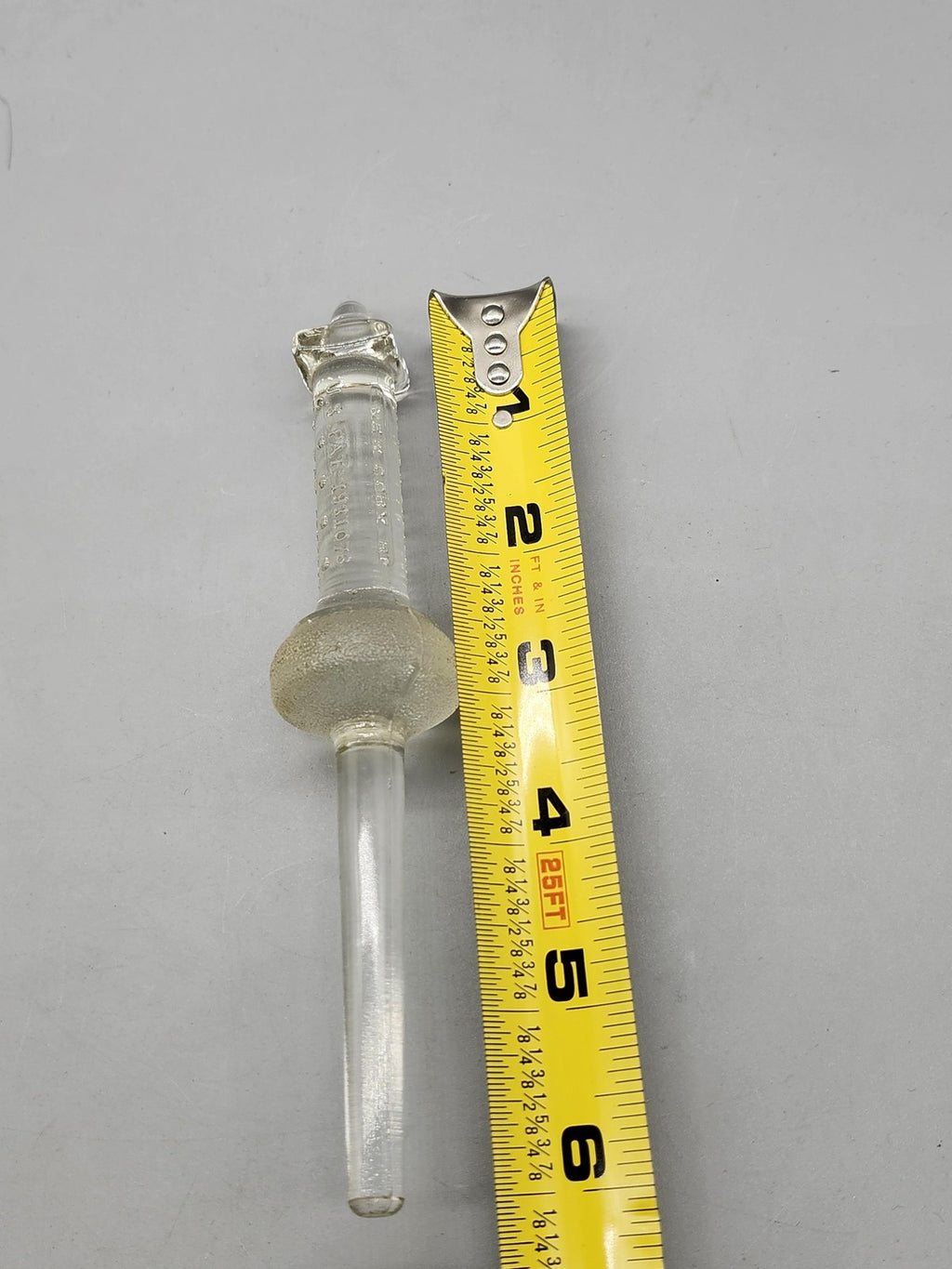 Vintage Glass Medical Laboratory Pipette Stopper Clear U.S. Patent Glassware