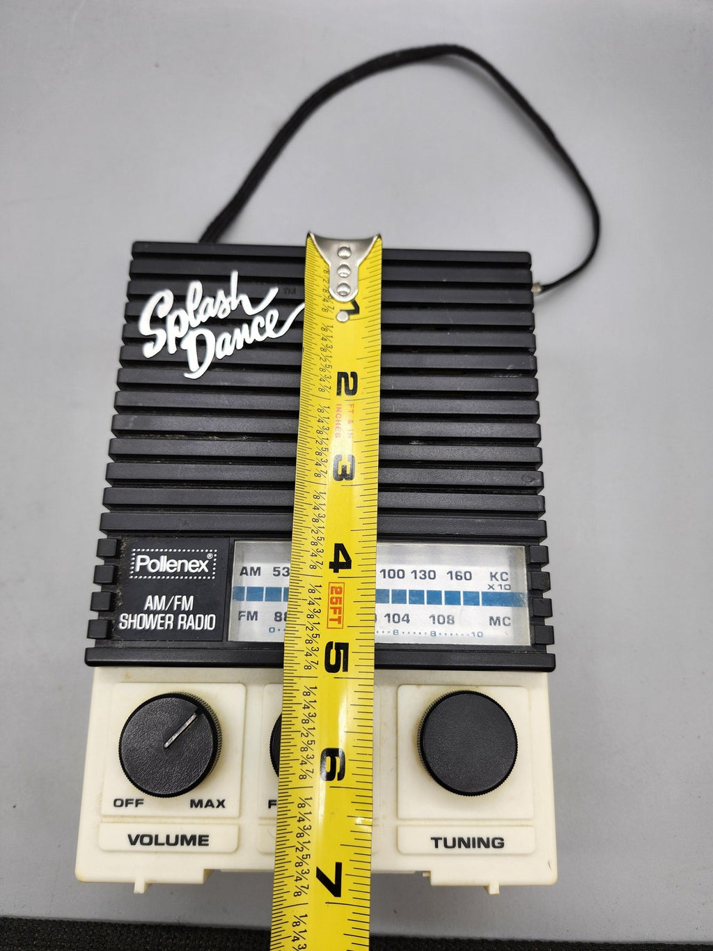 Vintage Pollenex SR-1 Splash Dance AM/FM Shower Radio Black 9V Parts Repair