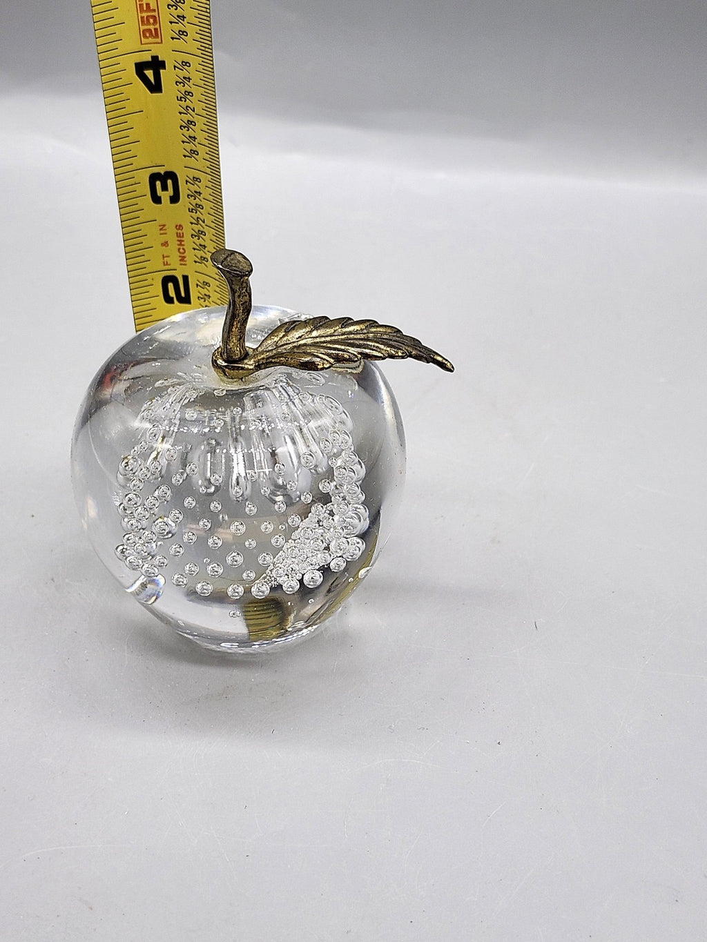 Unmarked Clear Glass Apple Tiered Paperweights Set Of 2 Art Glass Desk Decor