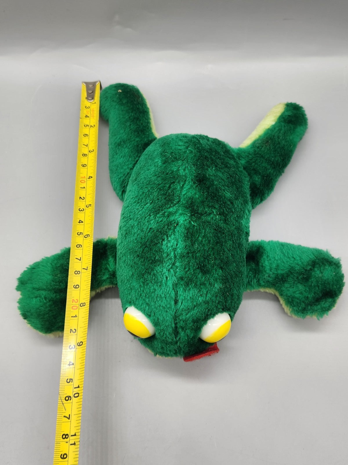 Vintage Green Frog Plush Stuffed Animal Big Eyes Funny Goofy Retro Toy 9”