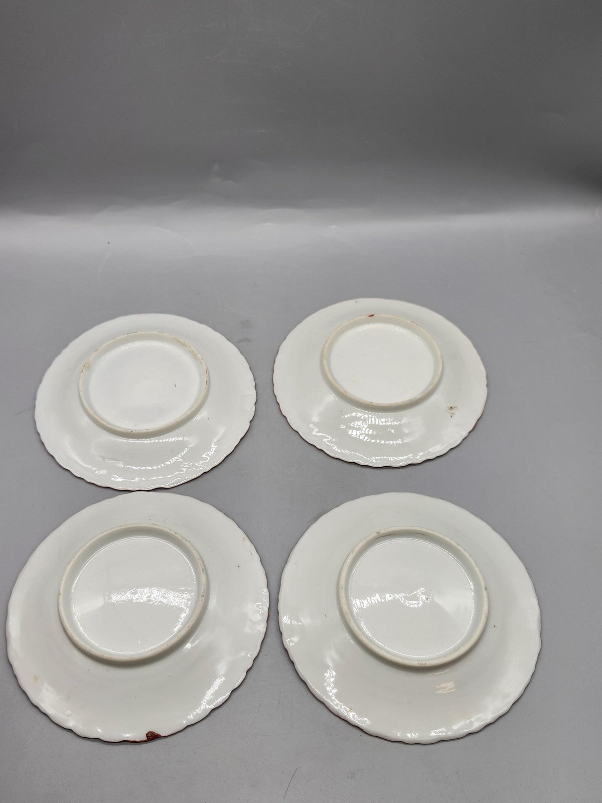 Vintage Unmarked Multicolor Geisha Scene Porcelain Dessert Plate Set 4 Japan