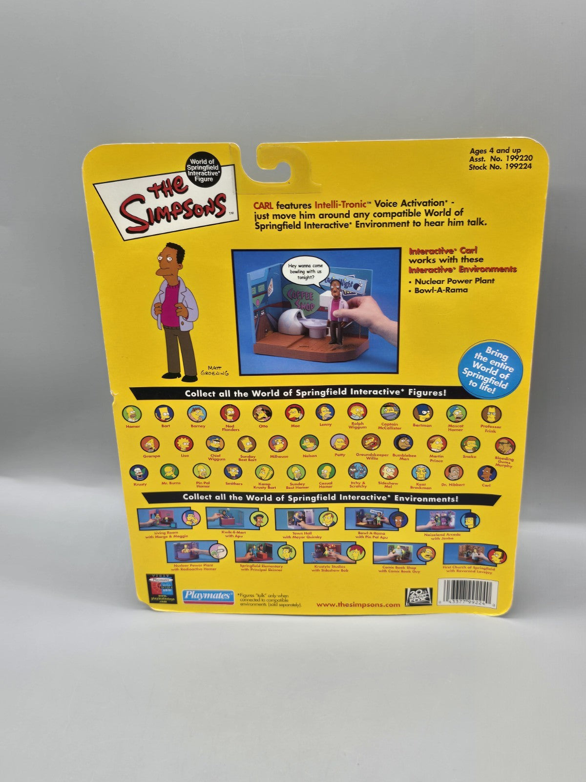 The Simpsons Carl Interactive Figure Playmates 2001 Sealed World of Springfield