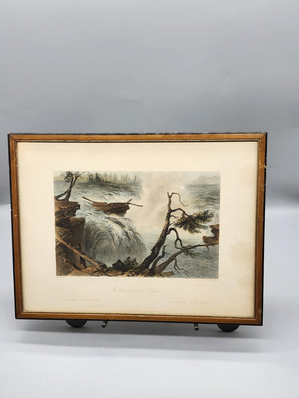 Vintage W H Bartlett Chaudiere Falls Bytown Hand Tinted Engraving 11x14 Framed