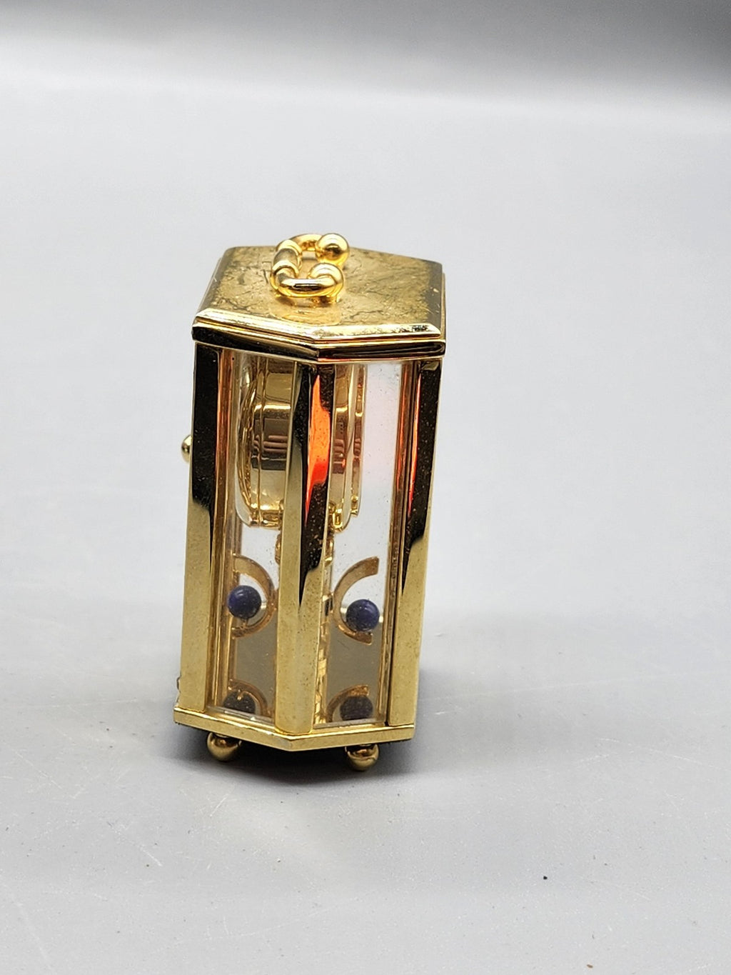 Mini Gold Carriage Mantel Clock Small Quartz Pendulum Glass Tabletop Desk Decor