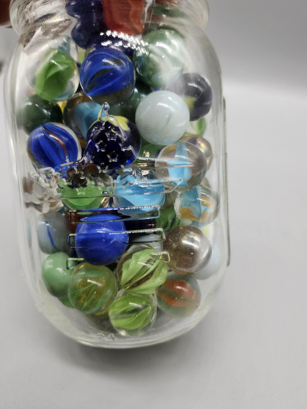 Ball Mason Jar Cat's Eye Glass Marbles Lot Assorted Colors Machine Made