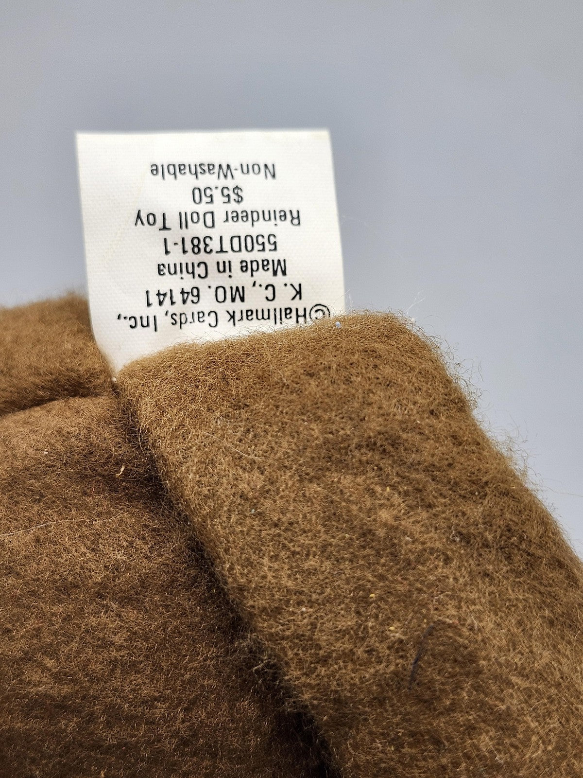 Hallmark Brown Reindeer Plush Stuffed Animal Toy Small Christmas Laying Flat