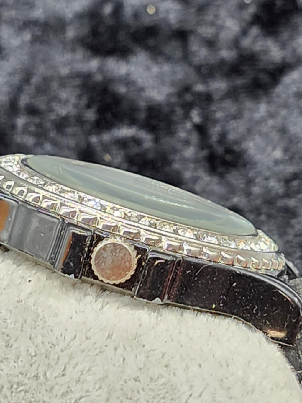 Geneva Watch Womens Snowman Dial Quartz Analog Black Rubber Band Rhinestone