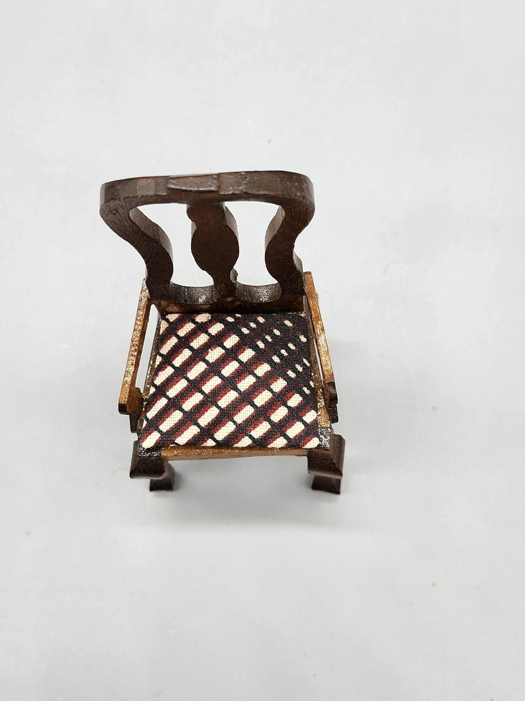 Vintage Ben Franklin Brown Dollhouse Armchair 1:12 Scale Victorian Miniature