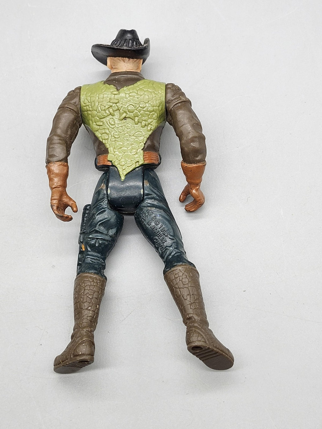 Vintage Cowboy Warrior Action Figure Plastic Toy Loose Brown Hat Boots Armor