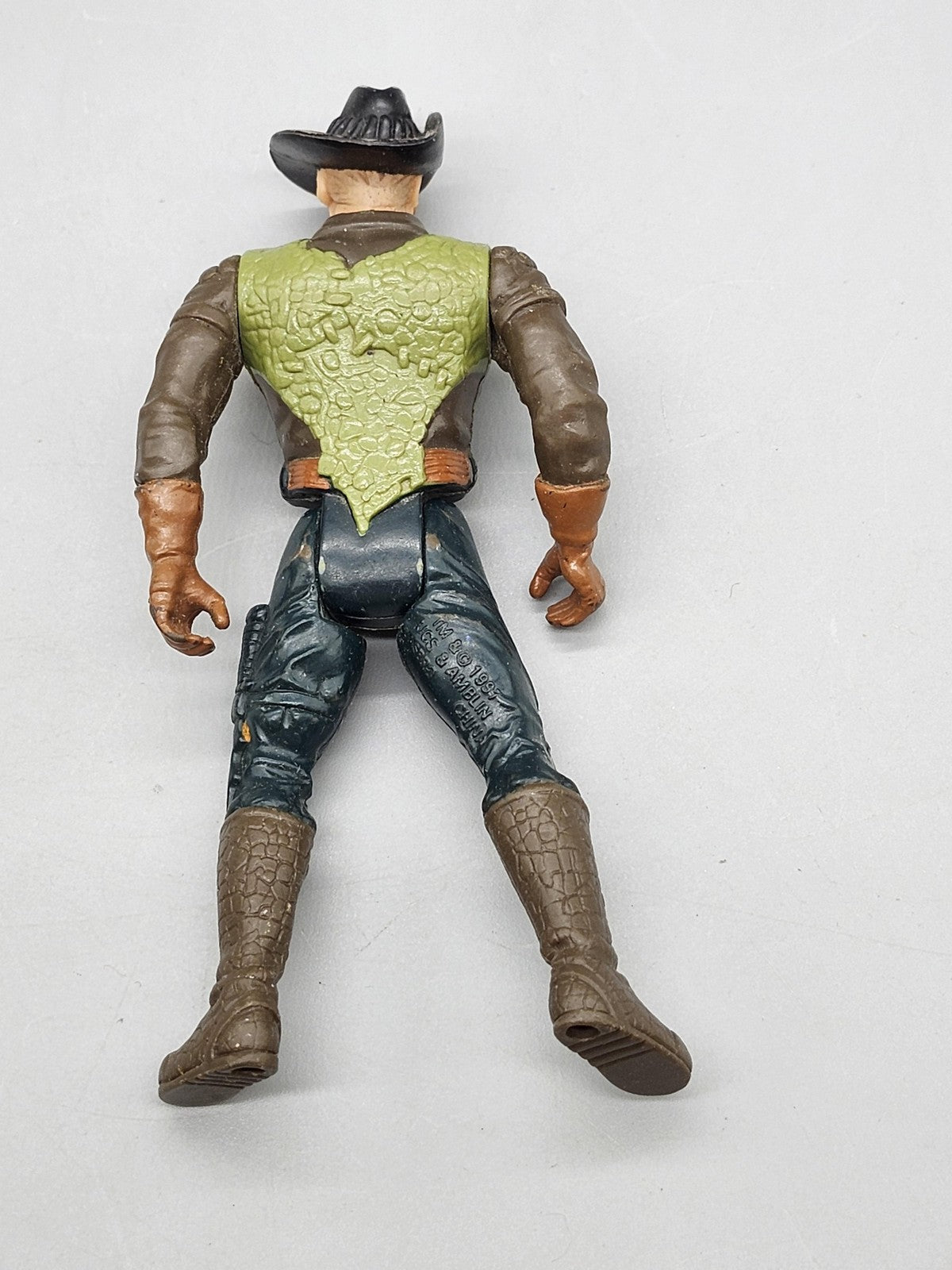 Vintage Cowboy Warrior Action Figure Plastic Toy Loose Brown Hat Boots Armor