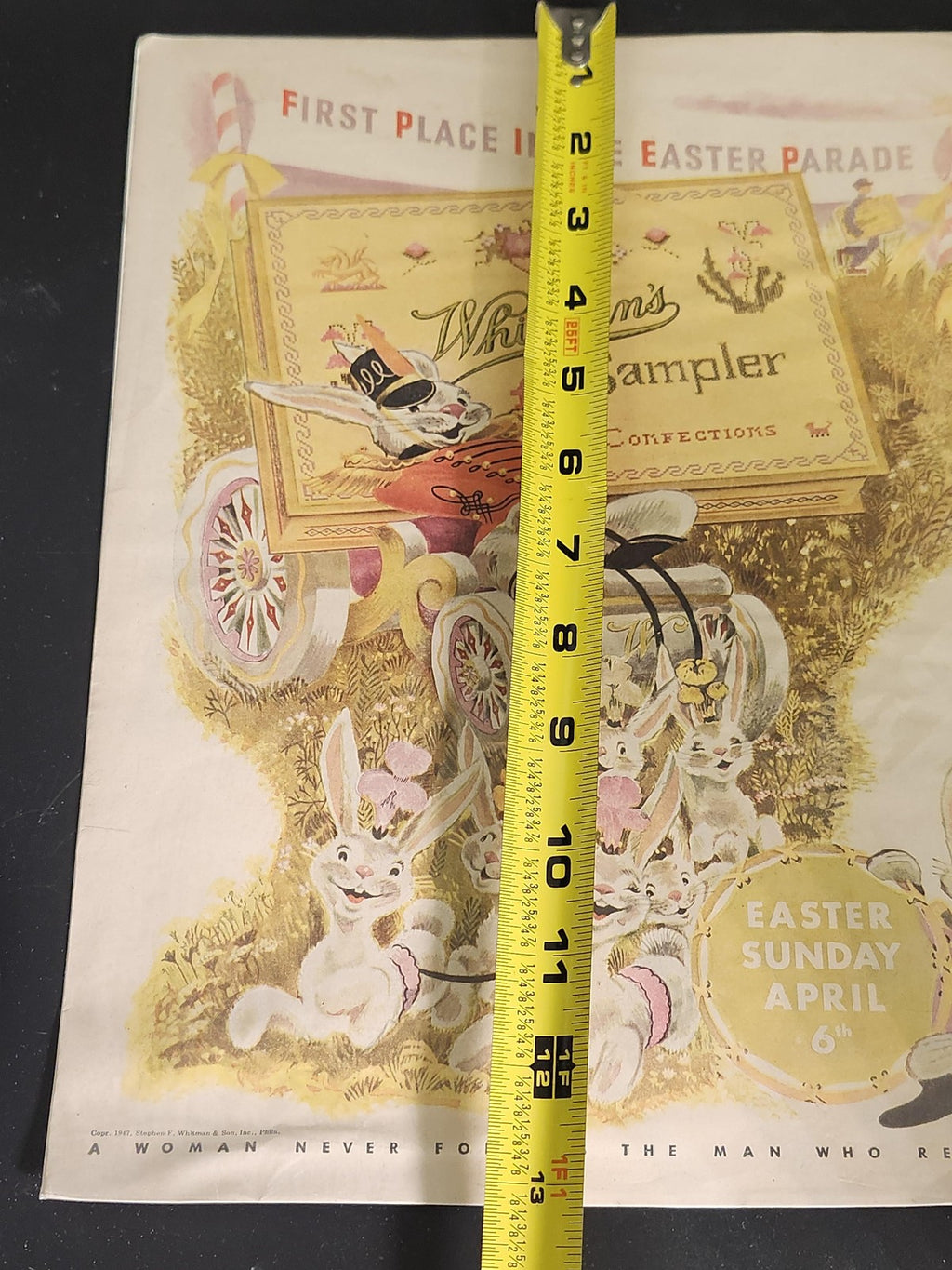 Vintage 1947 Whitman's Sampler Easter Parade Advertising Sign Candy Bunnies