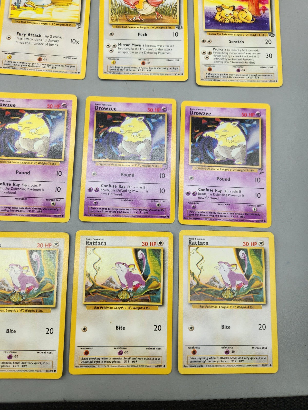 Vintage Pokemon Base Set Jungle Fossil Card Lot Drowzee Rattata Persian 12 Cards