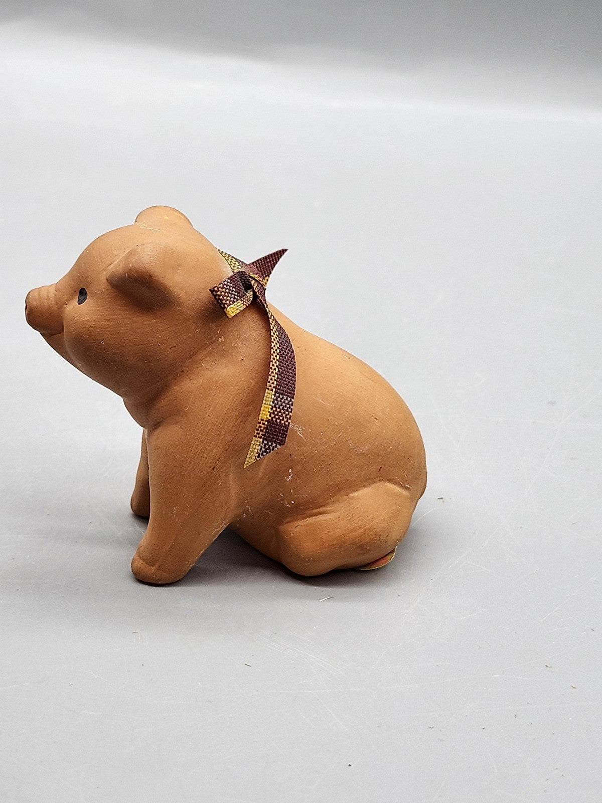 Vintage 1987 Applause Pig Figurine Small Brown Terra Cotta Autumn Festival Decor