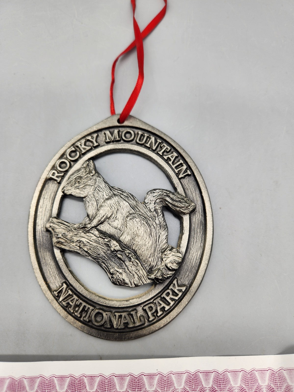 1999 Michael Ricker Rocky Mountain National Park Chipmunk Pewter Ornament w/ COA
