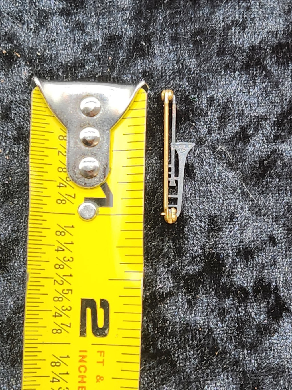 Vintage Trombone Tie Bar / Tie Clip Musician Band Jewelry Gold Tone Signed