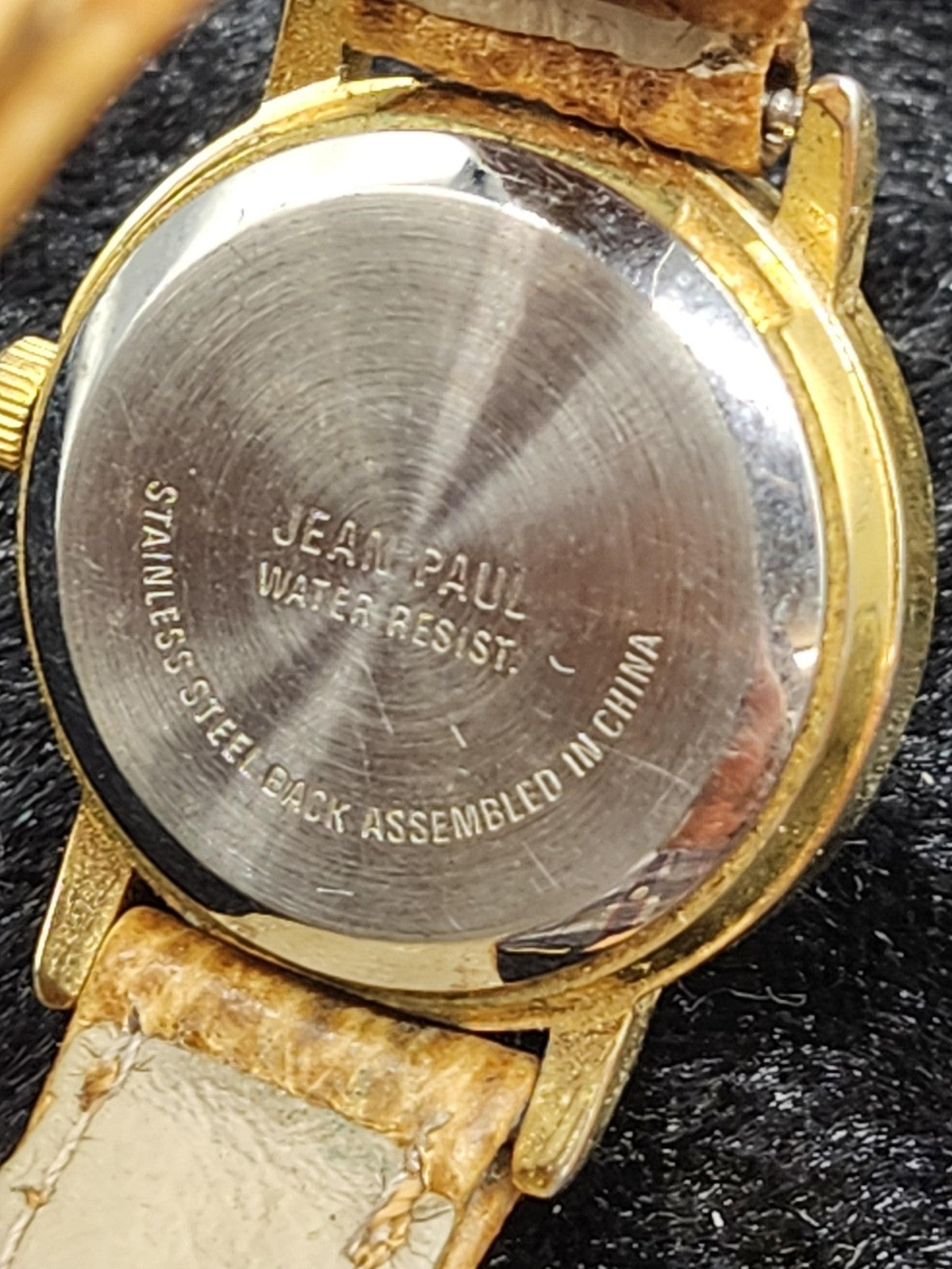 Jean Paul Watch Womens Gold Tone Roman Bezel Quartz Leather Band Parts Repair