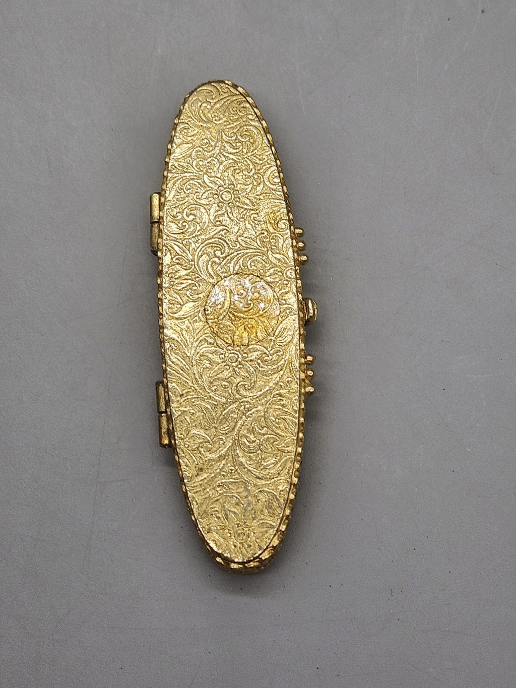 Estee Lauder Gold Tone Filigree Compact Case w/ Portrait Vintage