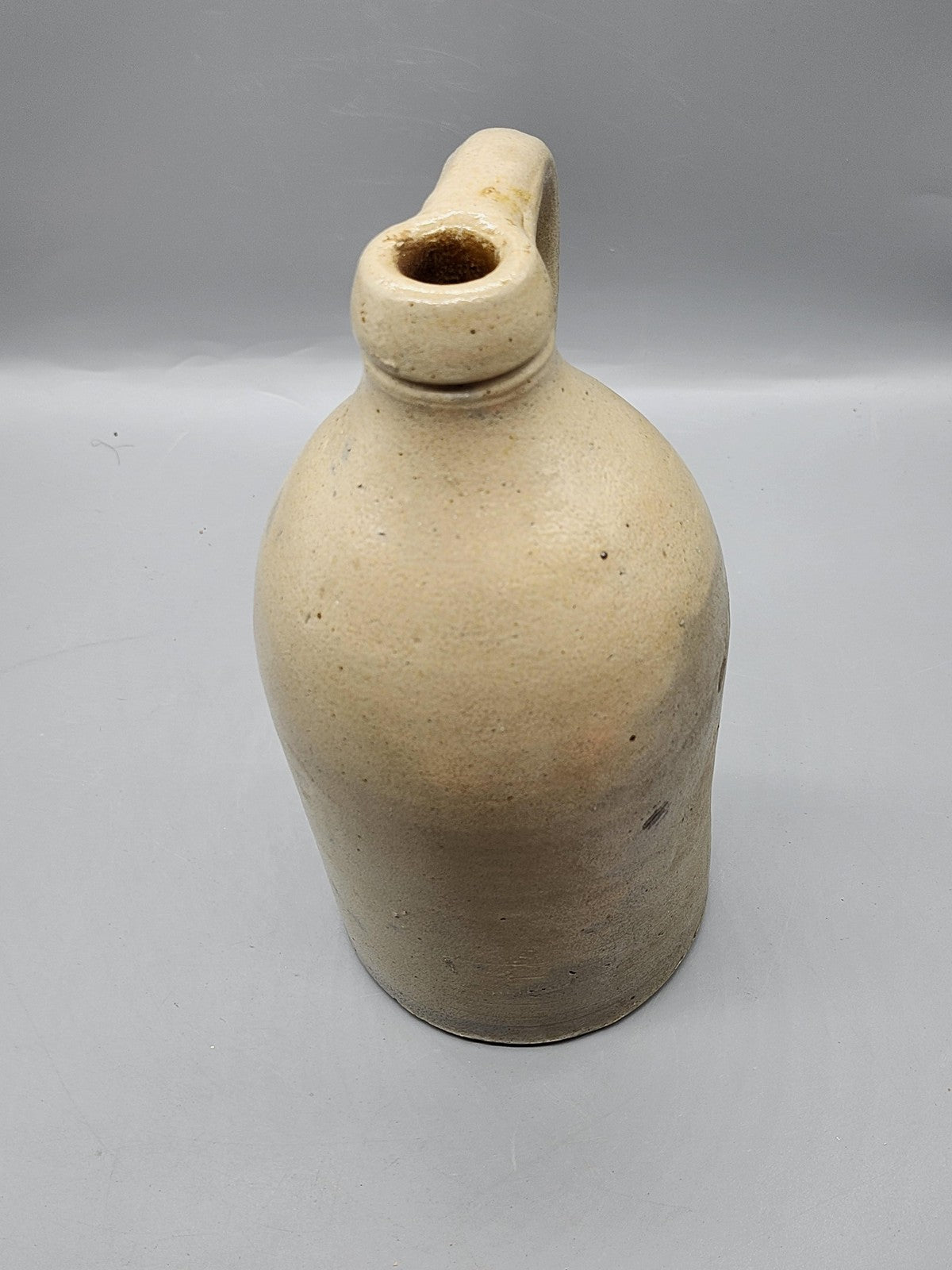 Vintage Unmarked Beige Stoneware Bottle Jug With Handle Rustic Pottery Decor