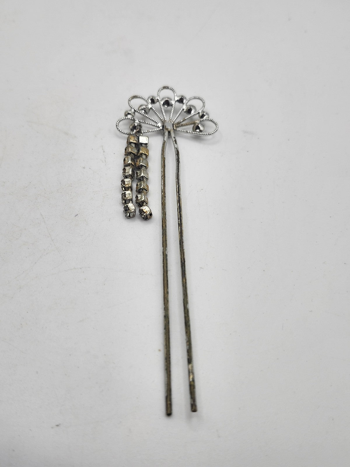 Rhinestone Hair Pin Womens One Size Silver Dangle Formal Wedding Party Bridal