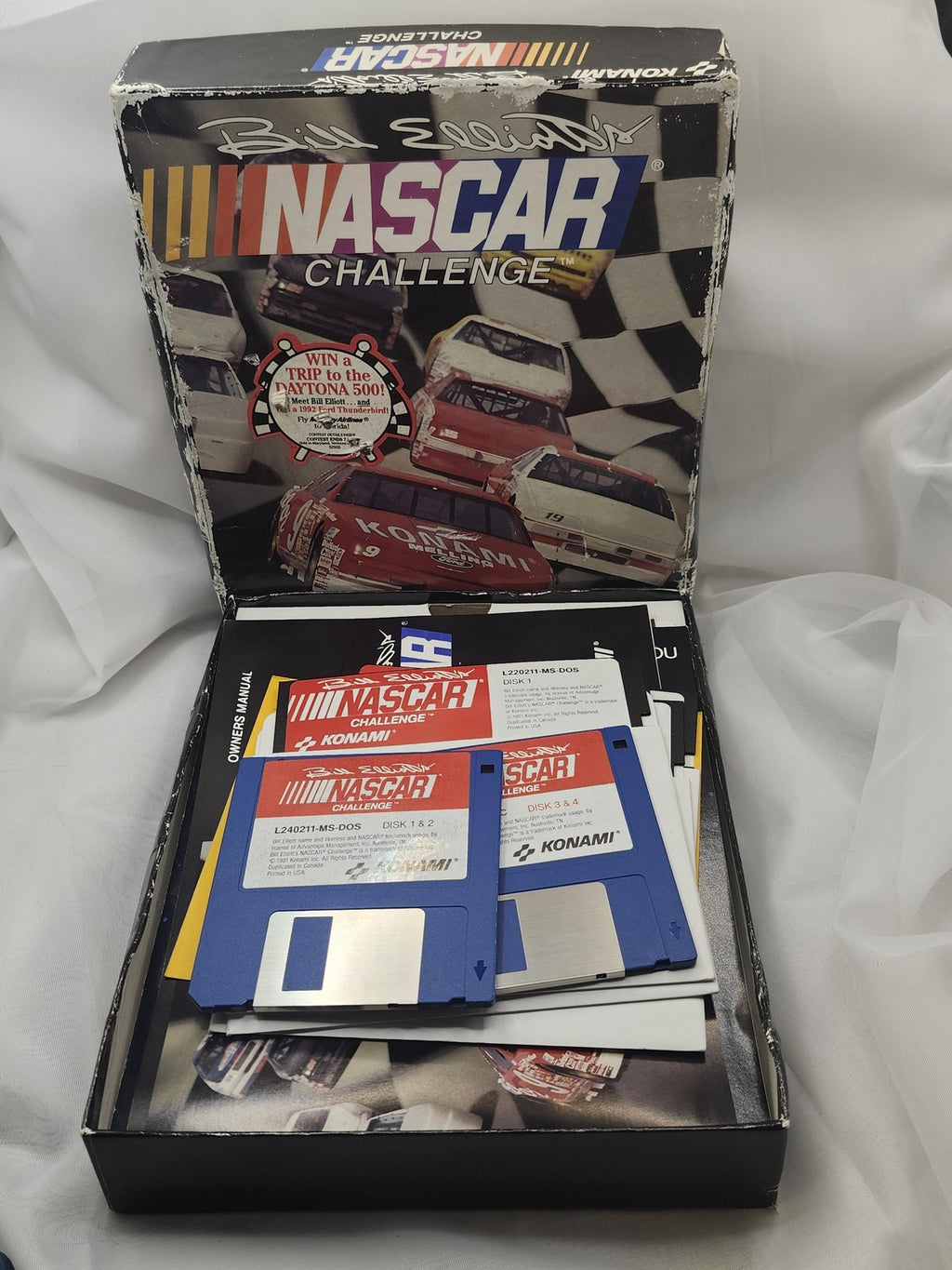 Bill Elliott's NASCAR Challenge PC MS-DOS Game Box CIB Konami 1991 Racing
