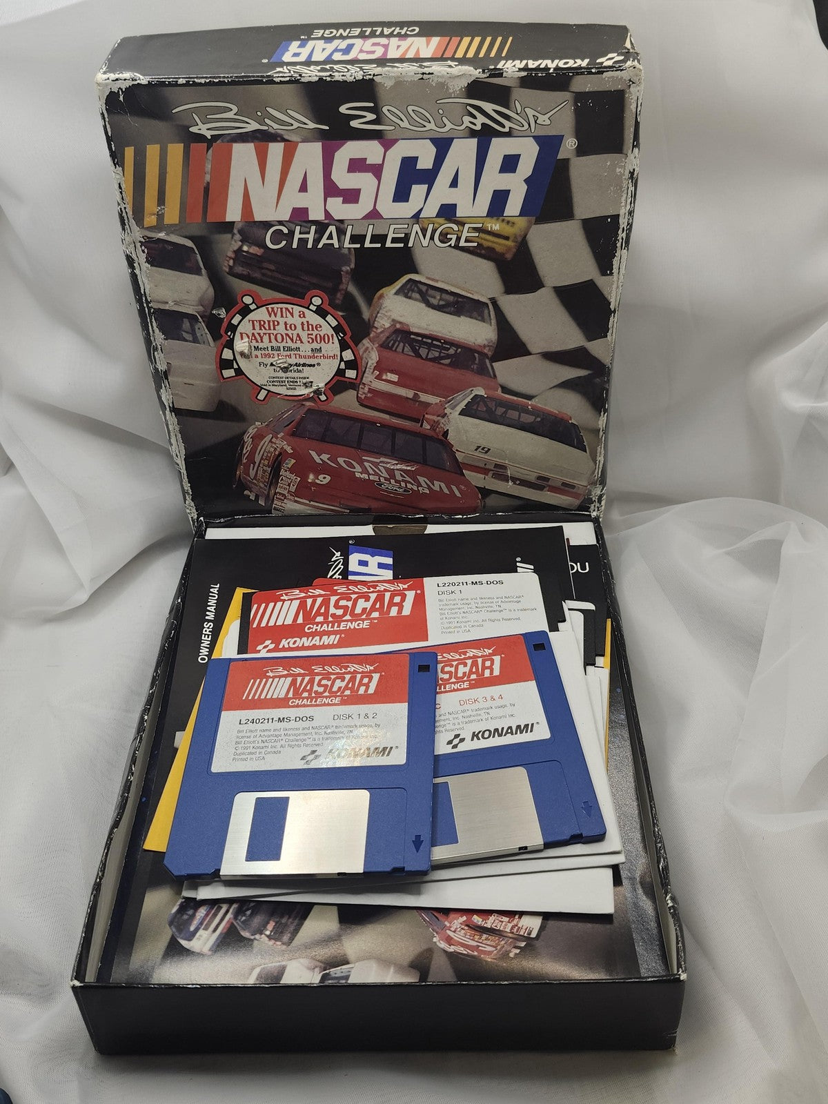 Bill Elliott's NASCAR Challenge PC MS-DOS Game Box CIB Konami 1991 Racing