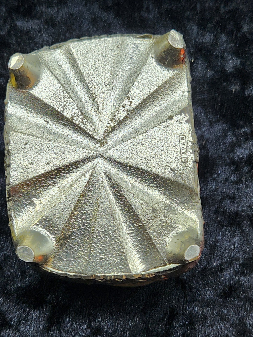 Vintage Japanese Trinket Jewelry Box Gold Tone Floral Ornate Red Velvet
