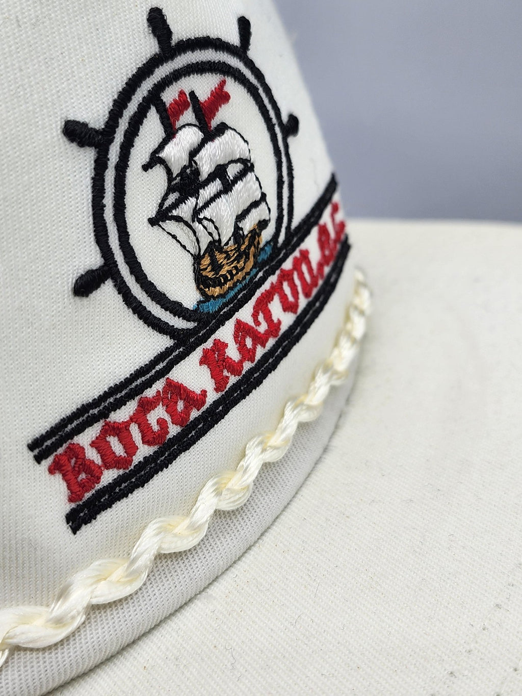 Vintage Boca Raton G.C. New Era Hat Cap Snap Back Mens L White Rope 80s