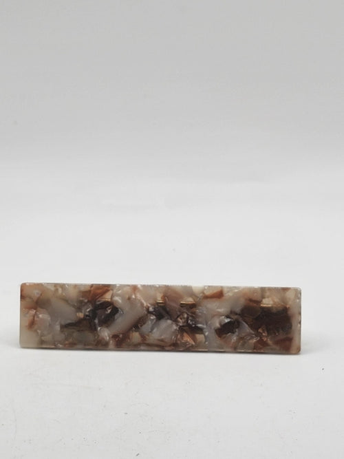 Acrylic Brown Spotted Rectangle Hair Clip Barrette One Size Women Teens