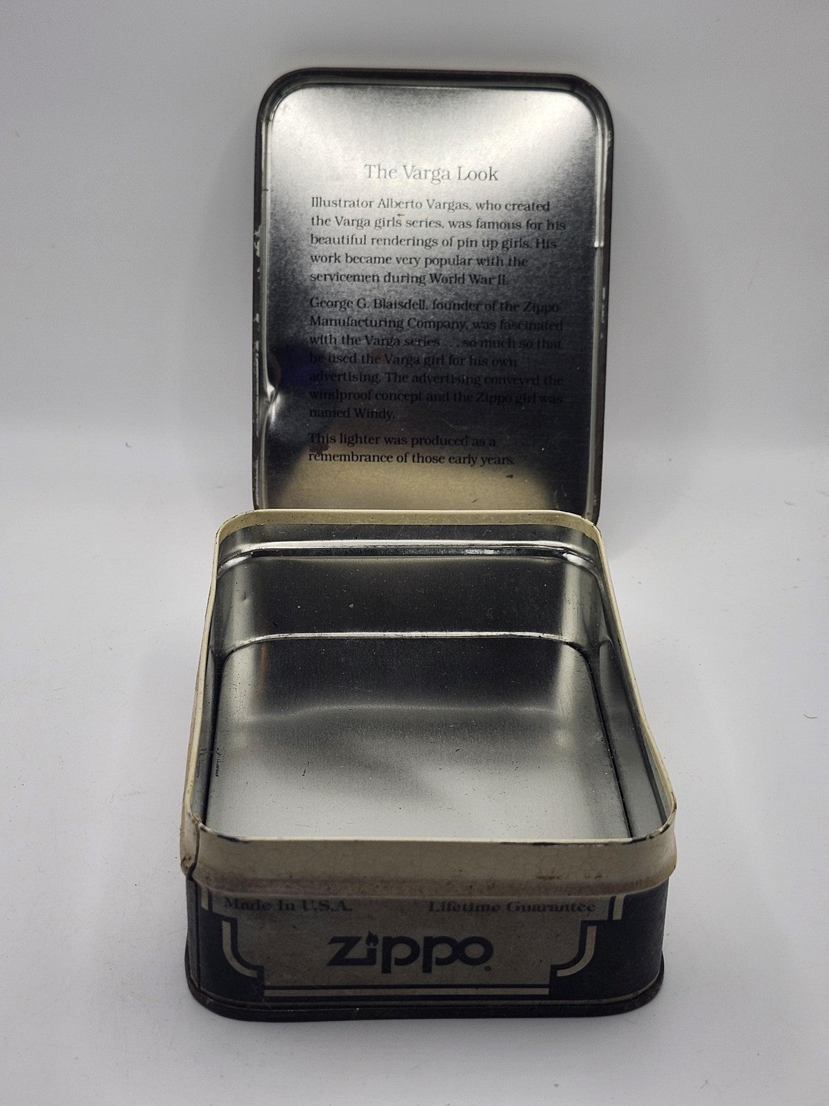 Vintage Zippo The Varga Girl 1935 Lighter Tin Box Windproof Case USA Decor