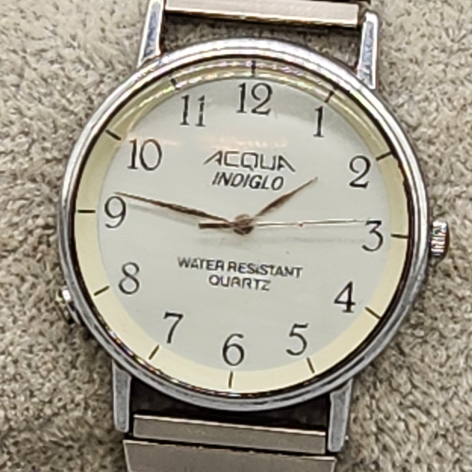 Timex Acqua Indiglo Quartz Watch Silver Tone Stretch Band Untested Parts Repair