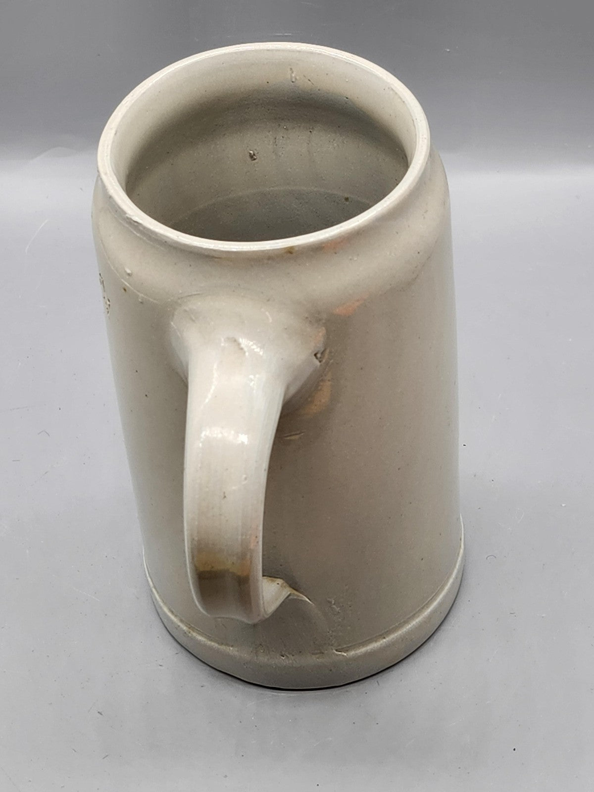Vintage Lowenbrau Munchen Beer Mug 1L Gray Blue Stoneware Germany Breweriana