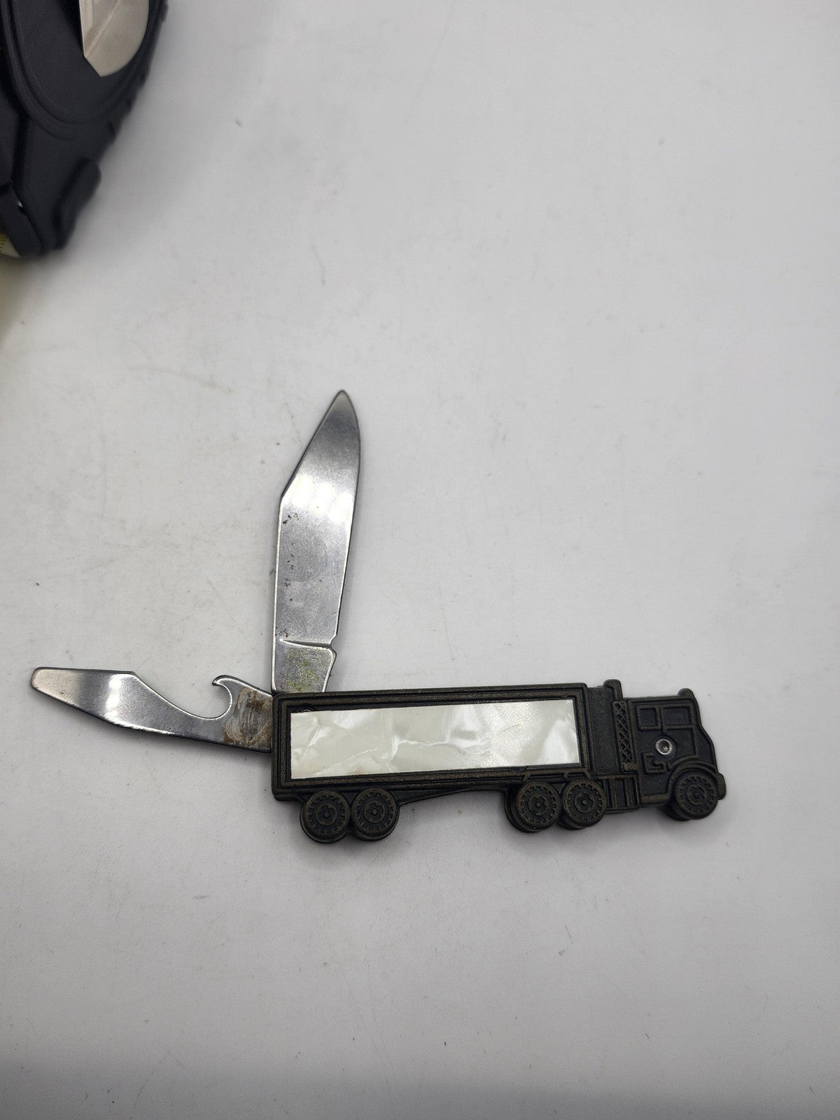 Vintage Colonial USA John M Forster Truck Pocketknife 2 Blade Brass Advertising