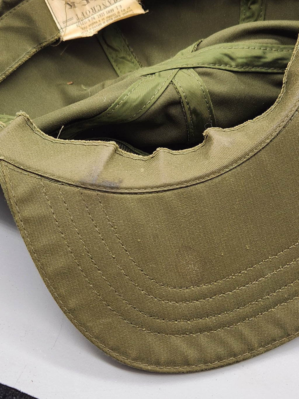 Vintage Bancroft Rock Olive Drab Fatigue Cap Military Style Hat Army USA Vietnam