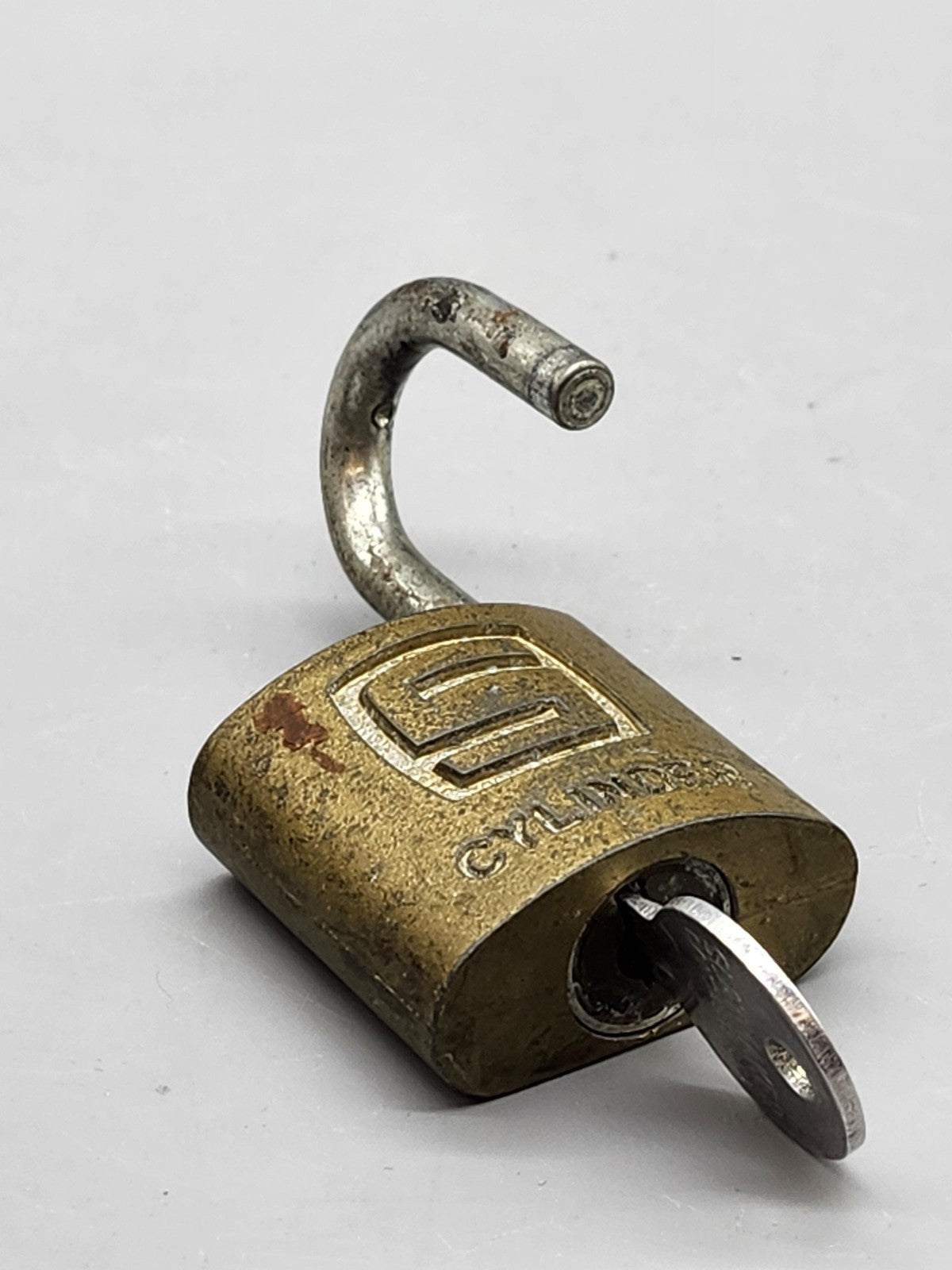 Vintage Slaymaker Cylinder Padlock Brass Lock Key USA Rustic Hardware Decor