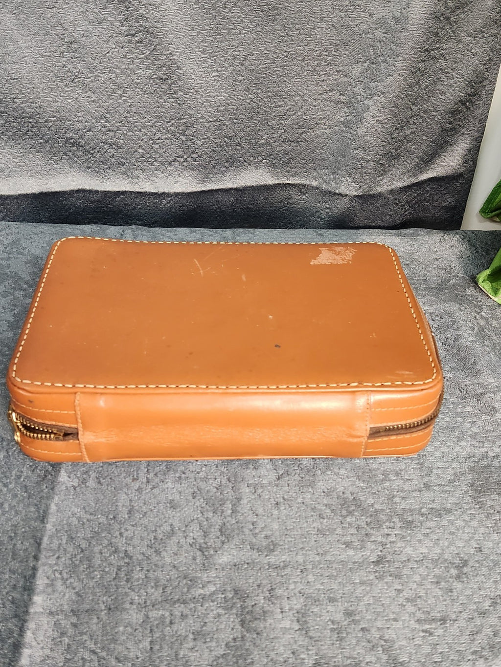 Vintage Men’s Travel Grooming Kit Faux Leather Case Mirror Brush Comb Set