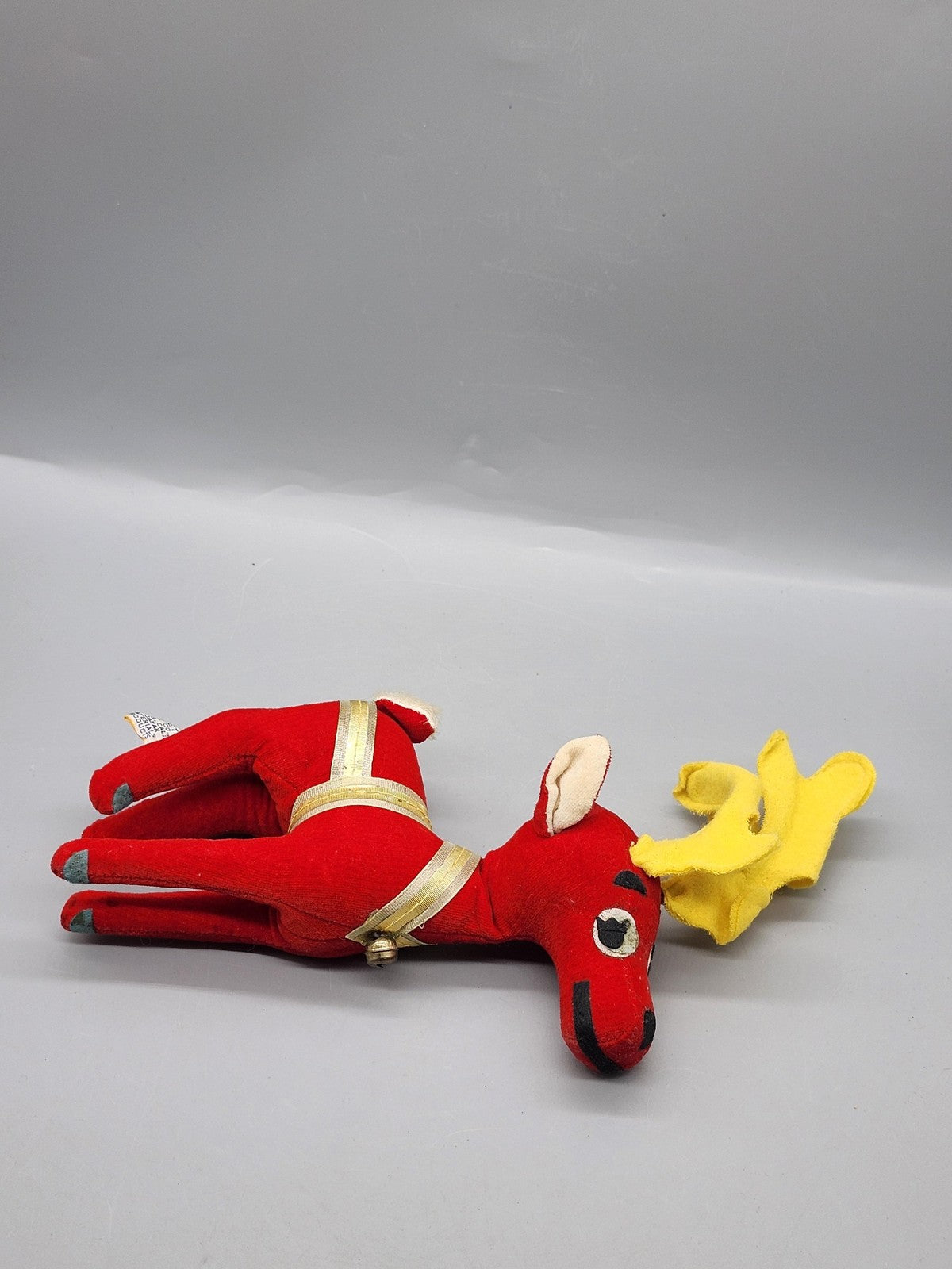 Vintage Dakin Dream Pets Red Reindeer Plush Small Yellow Antlers Japan Xmas