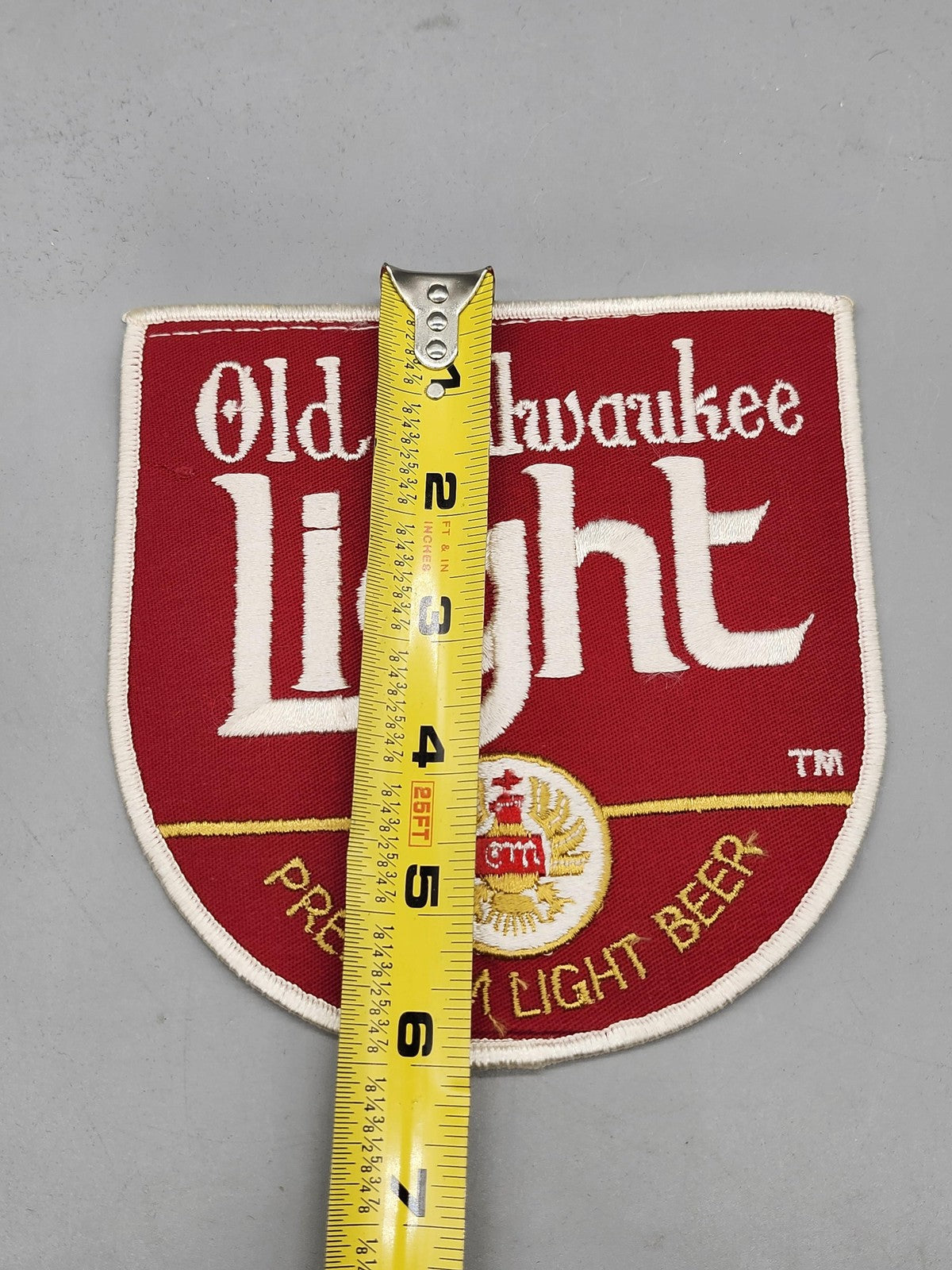 Vintage Old Milwaukee Light Beer Patch Red White Embroidered Breweriana Decor