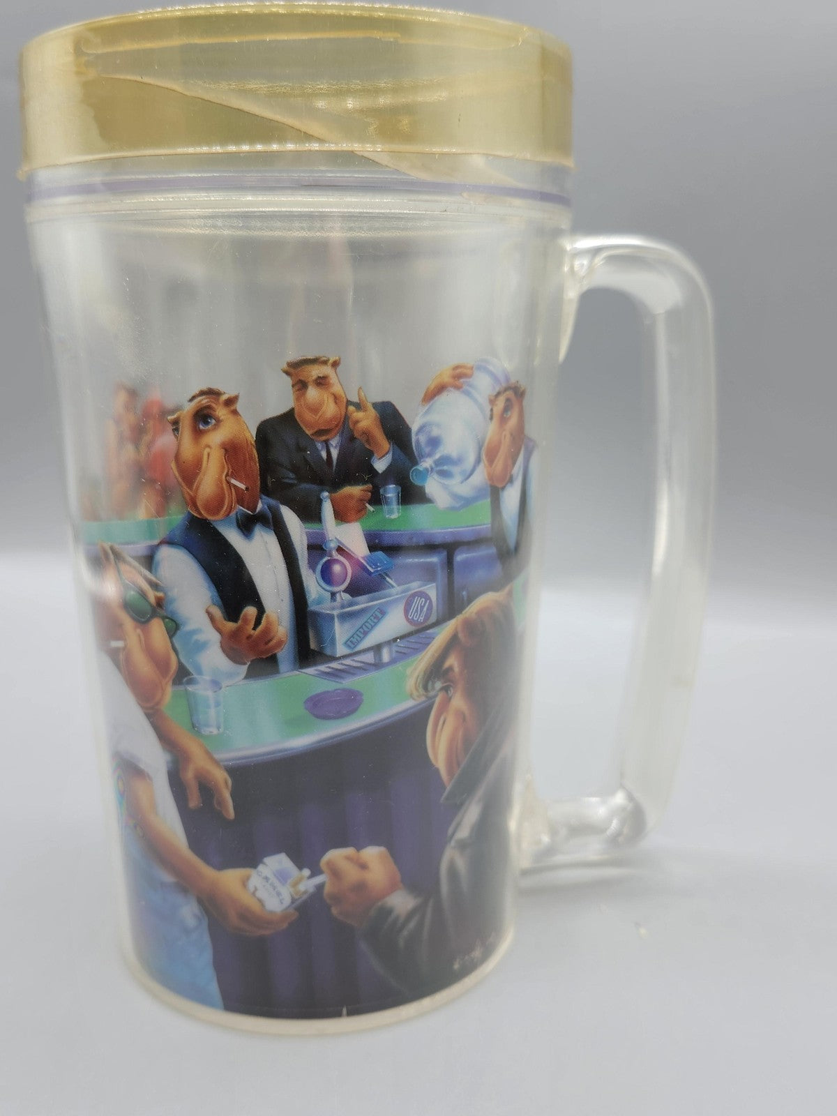Vintage KMP Multicolor Ceramic Figural Beer Stein Castle Couple Japan Decor