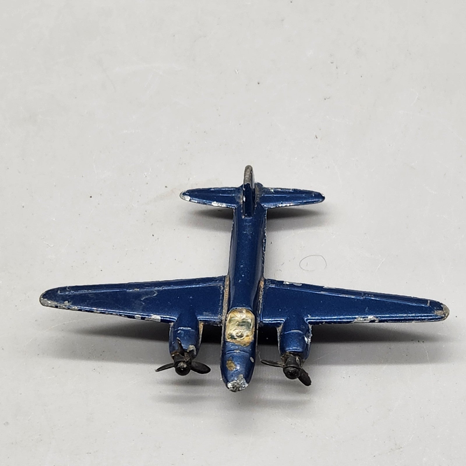 Vintage Diecast Toy Airplane Twin Prop Made in Singapore Blue Metal Plane
