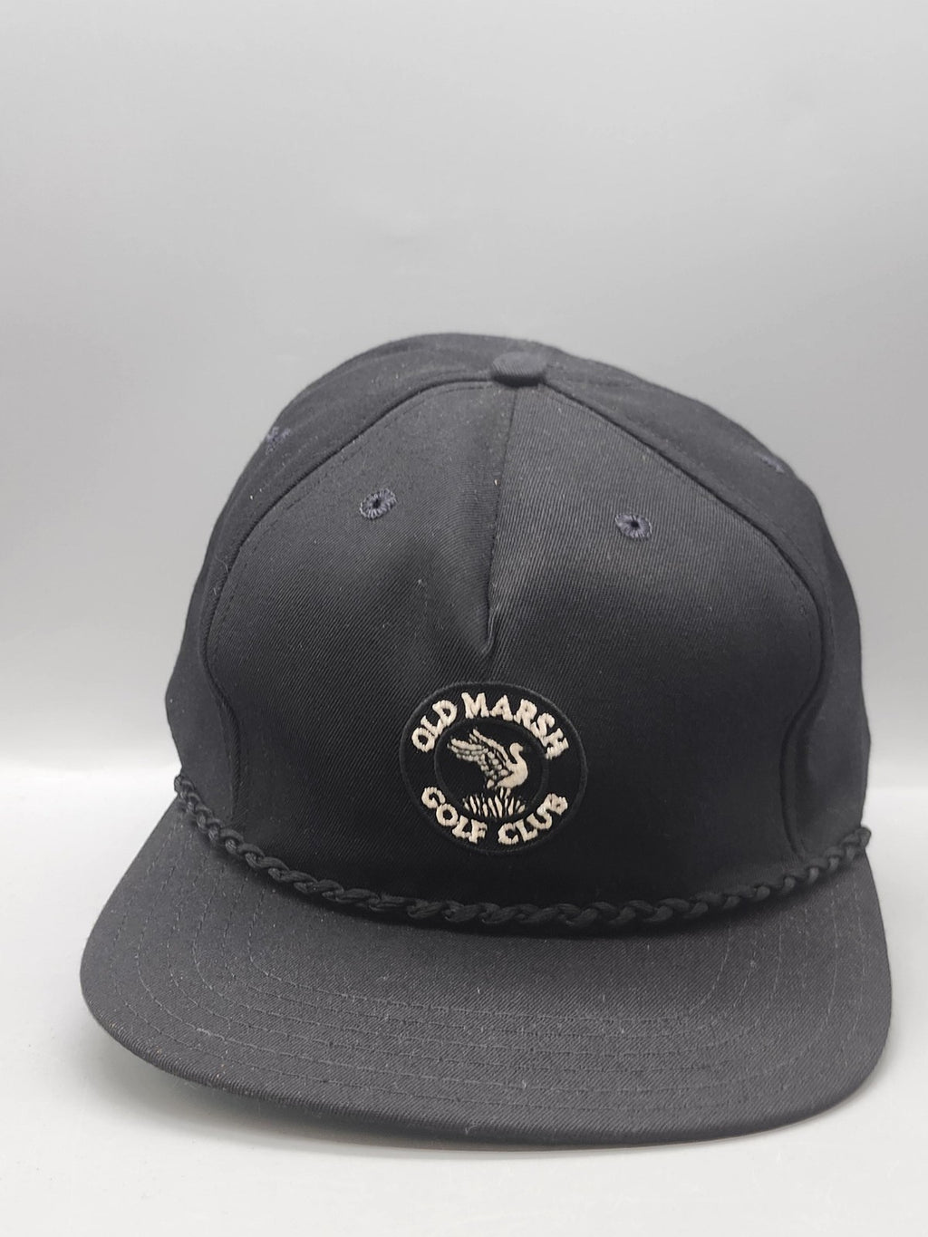 Vintage Old Marsh Golf Club Hat Cap Snap Back Mens L Black Rope New Era 90s
