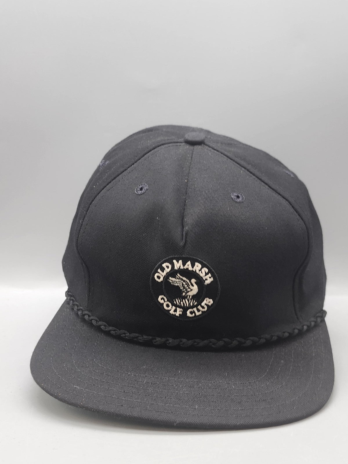 Vintage Old Marsh Golf Club Hat Cap Snap Back Mens L Black Rope New Era 90s
