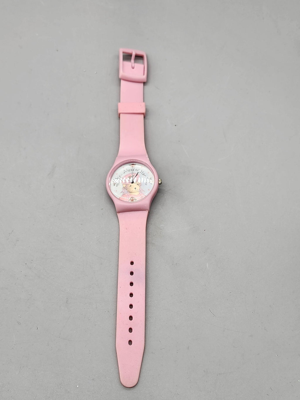 Girls Pink Muffy Ahead Of Her Time Bear Watch Plastic Band Analog Wristwatch